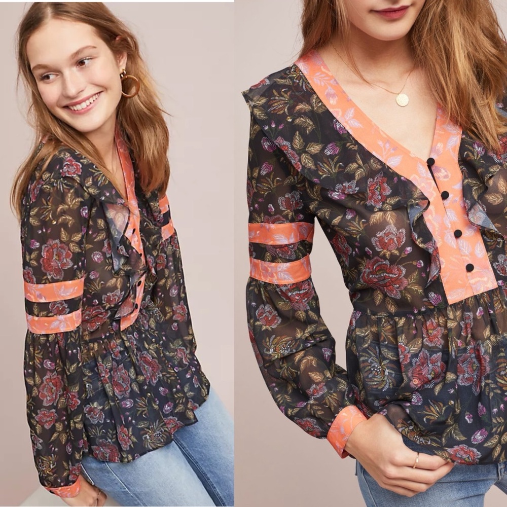 Anthropologie LAIA Francesca Floral Blouse
